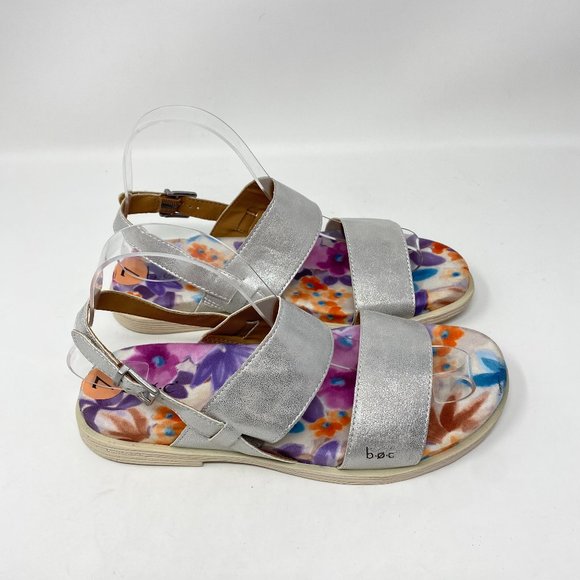 Born Shoes - BORN B.O.C NINA SILVER STRAPPY SANDALS WOMENS Womens Size 7M